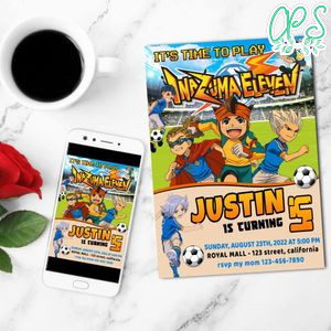 Inazuma Eleven Birthday Flyer Customizable Template to Print at Home Instant Download