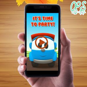 Leo the truck Birthday Video Invitation Digital Template Customizable Instant Download