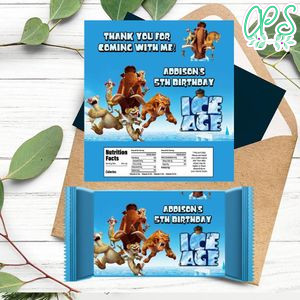 Ice Age Candy Bar Label Customizable Template Instant Download