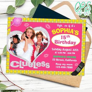 Clueless Birthday Invitation Customizable Template to Print at Home Instant Download