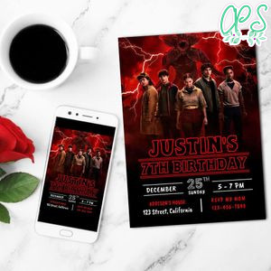 Stranger Things 5 Invitation Customizable Template to Print at Home Instant Download
