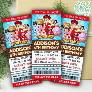 Monkart Ticket Invitation Customizable Template Instant Download