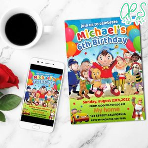 Noddy And Friends Birthday Invitation Customizable Template to Print at Home Instant Download