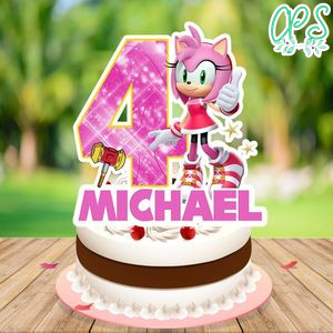 Amy rose Birthday Cake Topper Template Printable Instant Download