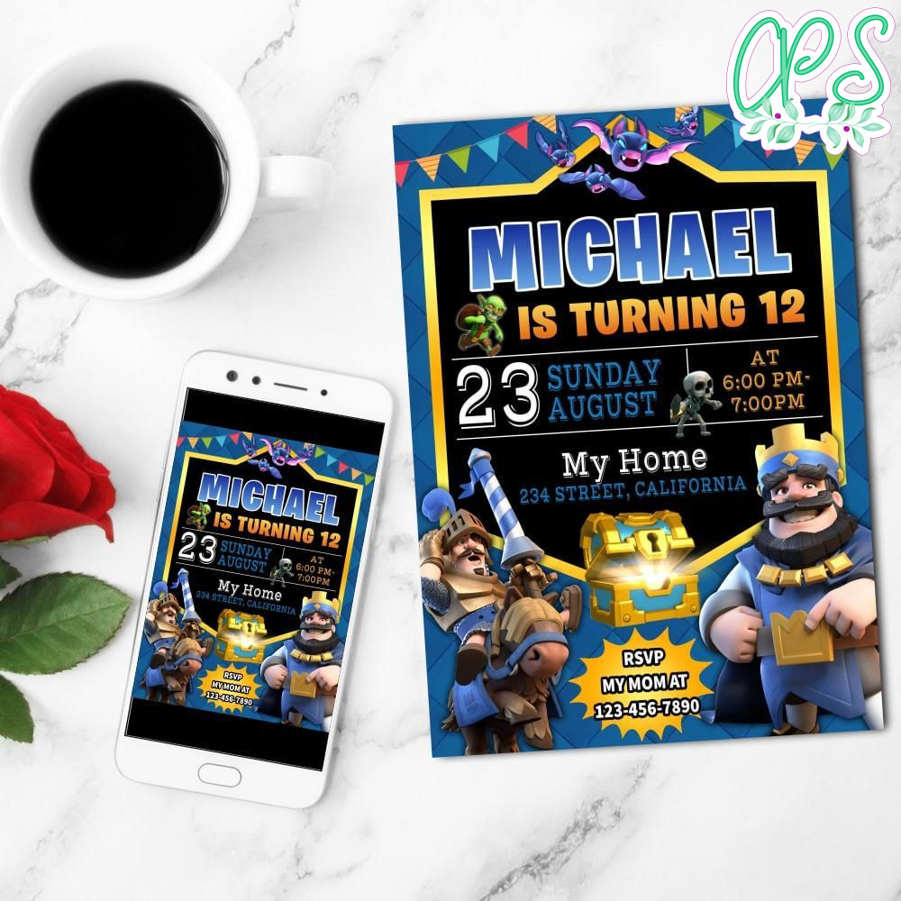 Clash Royale Mobile Invite Customizable Template Instant Download