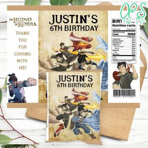 The legend of Korra Birthday Chip Bag Digital File Printable Instant Download