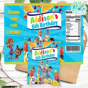 Looloo Kids Birthday Party Fruit Snack Bag Digital File Printable Instant Download