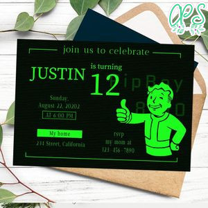 Fallout 4 Pipboy Invitation Customizable Template to Print at Home Instant Download