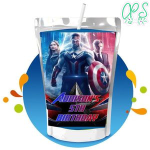 Captain America Brave New World Capri Sun Birthday Label Digital File Printable Instant Download