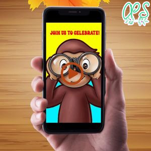 Curious george Birthday Video Invitation Digital Template Customizable Instant Download