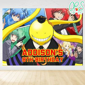 Assassination classroom graduation Birthday Backdrop Digital File Template Instant Download