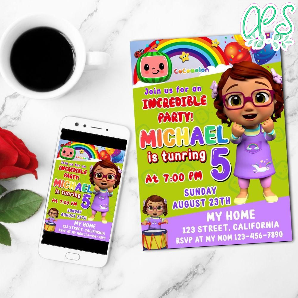 Bella Cocomelon Mobile Invite Customizable Template Instant Download