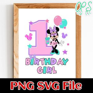 Minnie Mouse 1st Birthday Girl Customer request PNG file template
