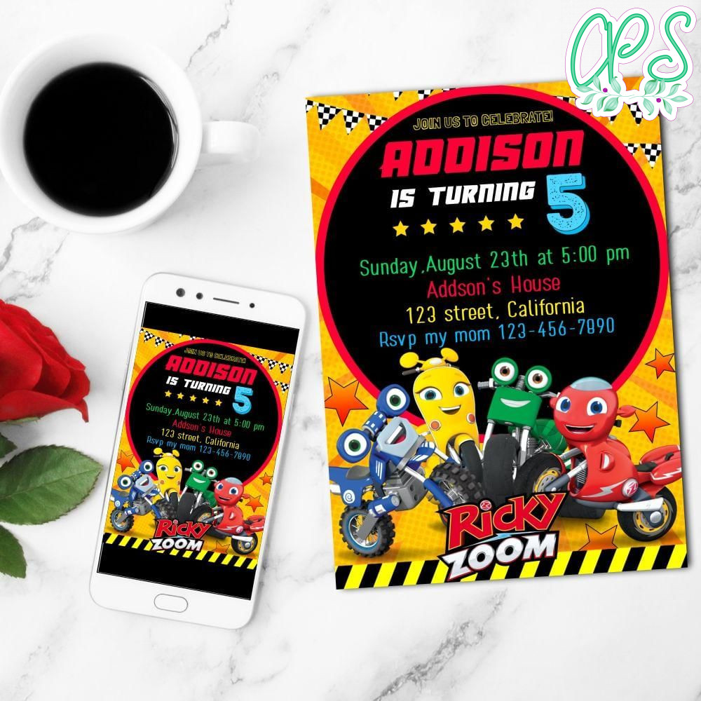 Ricky Zoom Mobile Invite Customizable Template Instant Download