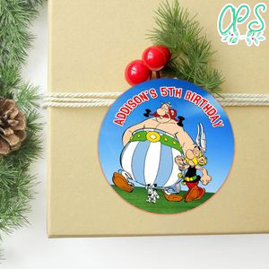 Asterix And Obelix Circle Sticker Template Customizable To Print At Home Instant Download