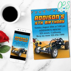 Sand Rail Mobile Invite Customizable Template Instant Download