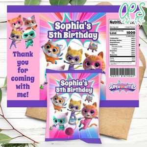 Super Kitties Birthday Party Chip Bag Digital File Printable Instant Download