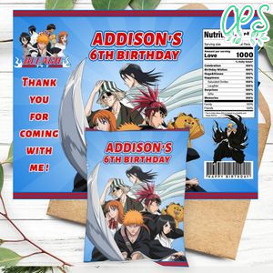 Bleach Birthday Chip Bag Digital File Printable Instant Download