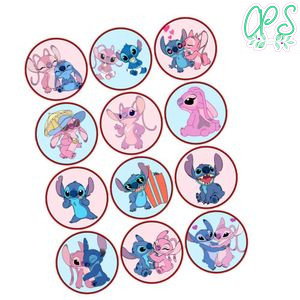 Stitch And Angel Cupcake Toppers Template Printable Instant Download