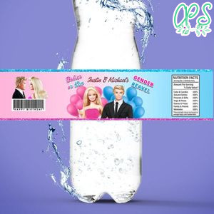Barbie Gender Reveal Water Bottle Label Template to Print at Home Instant Download