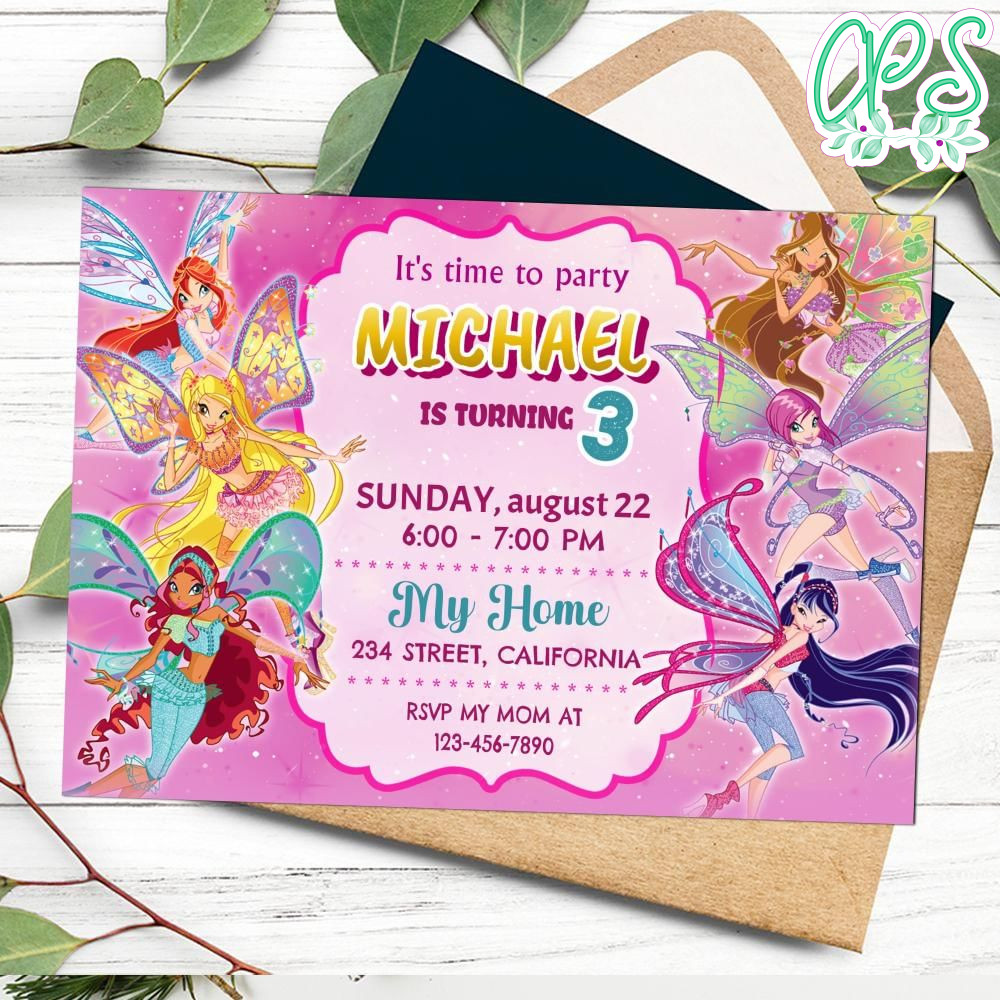 WINX Invitation Customizable Template DIY | CustomPartyShirts