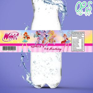 Winx Believix Birthday Water Bottle Label Template to Print at Home Instant Download