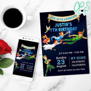 Peter Pan Classic Birthday Invitation Customizable Template to Print at Home Instant Download