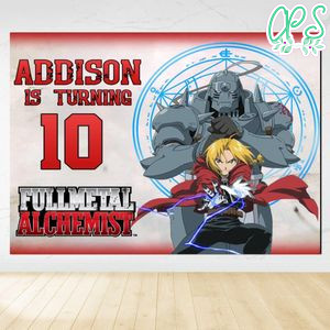 Fullmetal Alchemist Birthday Backdrop Digital File Template Instant Download