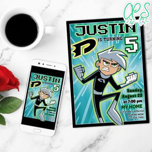 Incredible Danny Phantom Birthday Invitation Customizable Template to Print at Home Instant Download