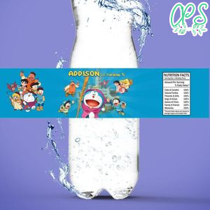 Doraemon Birthday Water Bottle Label Template To Print At Home Instant Download