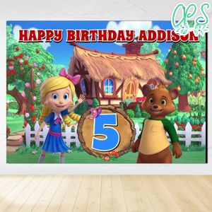 Goldie and Bear Birthday Backdrop Digital File Template Instant Download