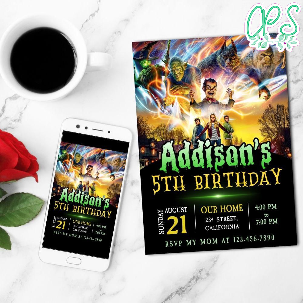 Goosebumps Mobile Invite Customizable Template Instant Download