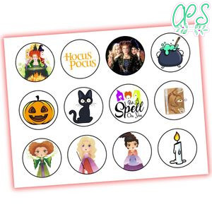 Hocus pocus Cupcake Toppers Template Printable Instant Download
