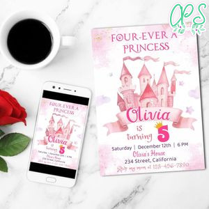 Fourever a princess Invitation Customizable Template to Print at Home Instant Download