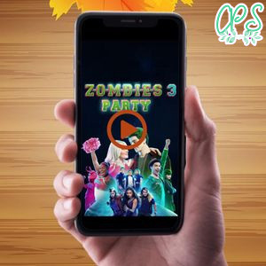 Zombies 3 Birthday Video Invitation Digital Template Customizable Instant Download