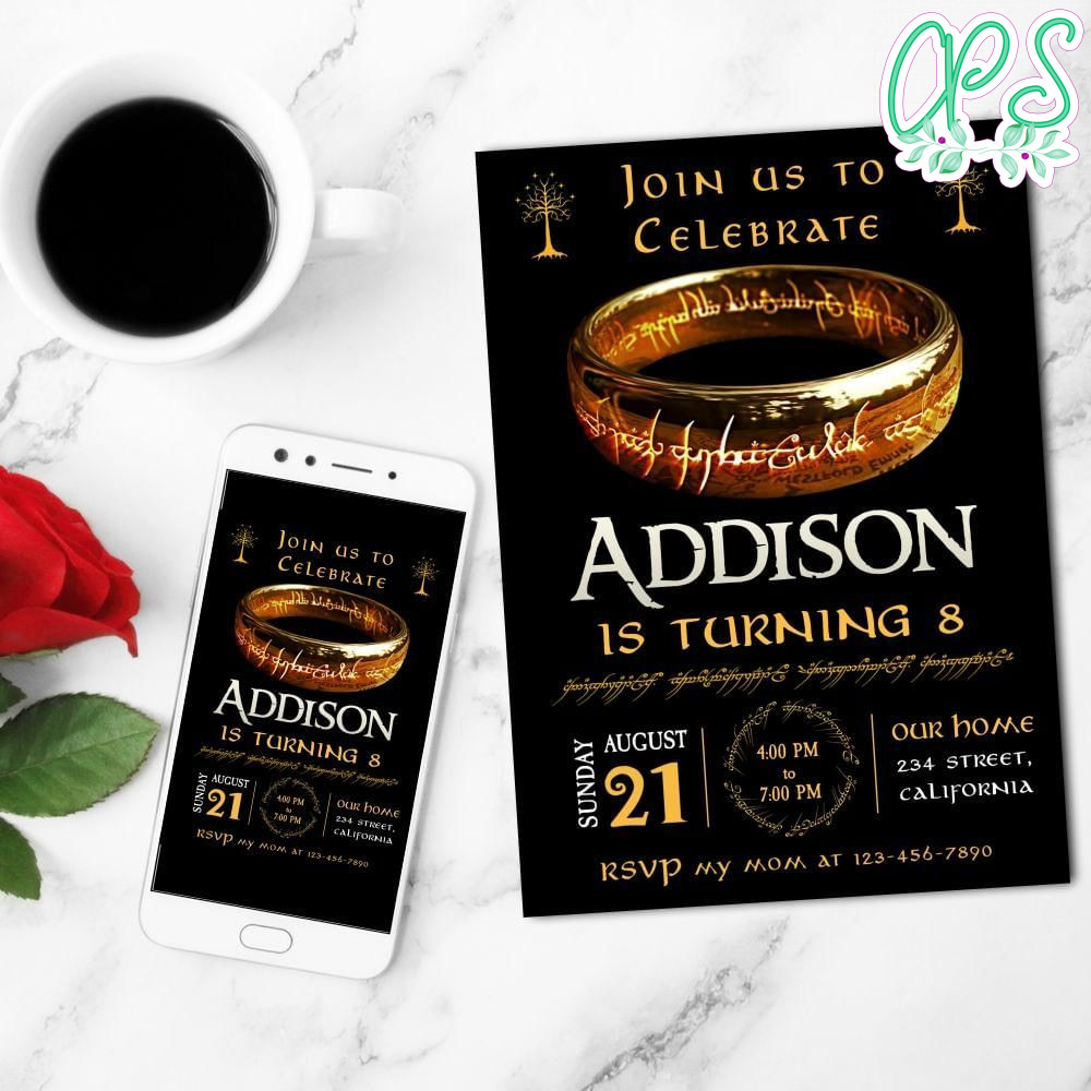 Lord Of The Rings Birthday Mobile Invite Customizable Template Instant Download