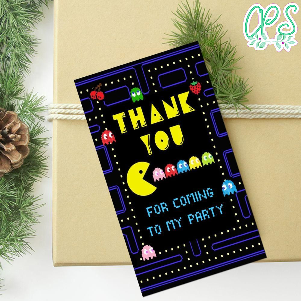 Pacman Thank You Tag Customizable Template To Print At Home Instant Download