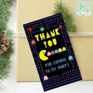 Pacman Thank You Tag Customizable Template To Print At Home Instant Download