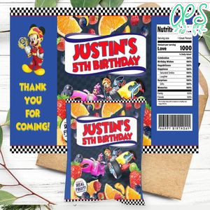 Mickey Roadster Racers Birthday Party Fruit Snack Bag Digital File Printable Instant Download