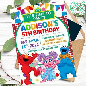 Sesame street Invitation Customizable Template to Print at Home Instant Download