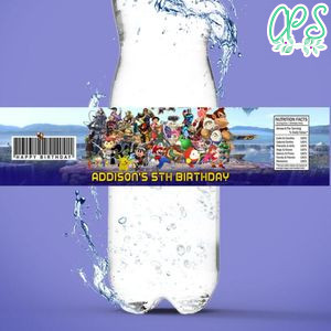 Super Smash Brothers Birthday Water Bottle Label Template To Print At Home Instant Download