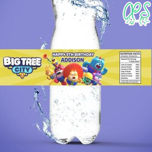 Big Tree City Birthday Water Bottle Label Template to Print at Home Instant Download