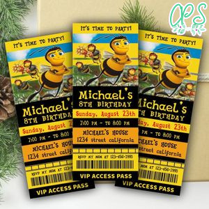 Bee Movie Ticket Invitation Customizable Template Instant Download