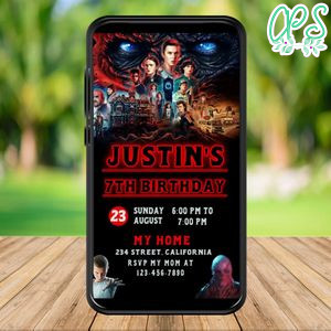 Stranger things Mobile Invite Customizable Template Instant Download