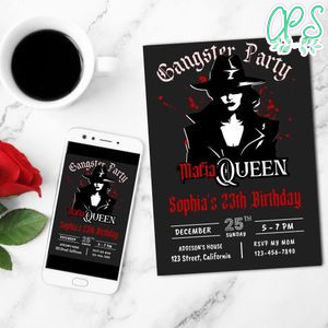 Mafia birthday women Invitation Customizable Template to Print at Home Instant Download