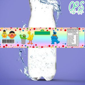 Sesame Street Birthday Water Bottle Label Template to Print at Home Instant Download