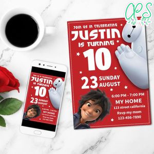 Big Hero 6 Birthday Flyer Customizable Template to Print at Home Instant Download