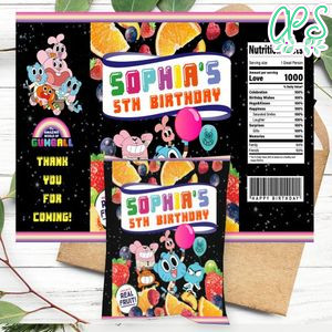Gumball Birthday Party Fruit Snack Bag Digital File Printable Instant Download