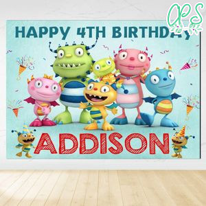 Henry Hugglemonster Birthday Backdrop Digital File Template Instant Download