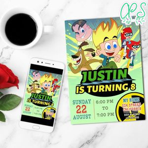 Johnny Test Birthday Invitation Customizable Template to Print at Home Instant Download